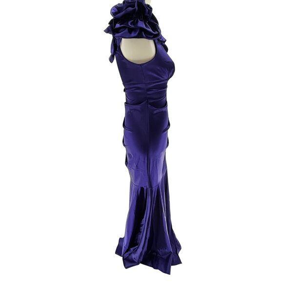 Xscape By Joanna Chen Purple One-Shoulder Gown Size 6 - Picture 2 of 12